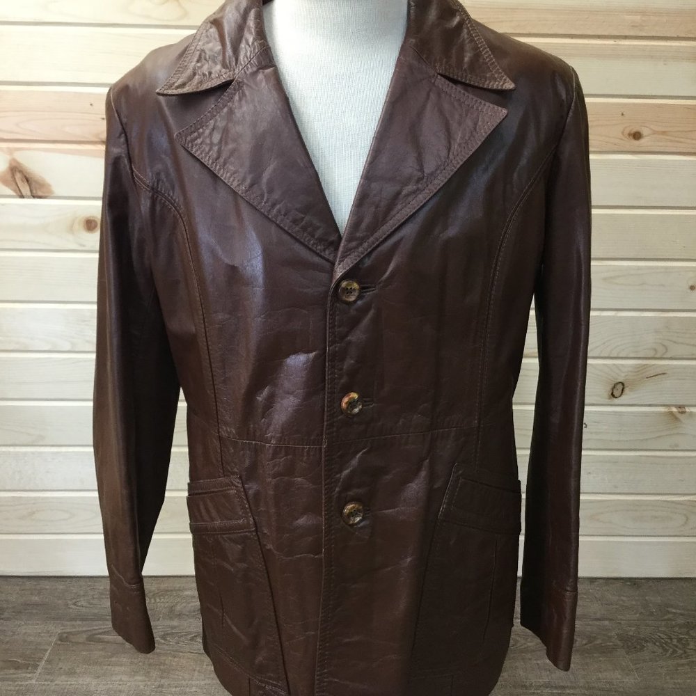 Vintage Leather Jacket Sears XL Brown